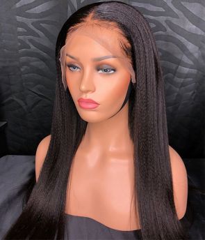 Rilich Hair New Virgin Hair Pre-Plucked Light Yaki Straight 13×4 HD Front Lace Human Hair Wigs TR096