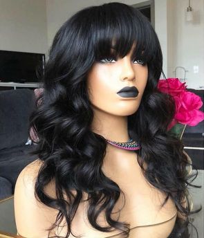 Rilich Hair Pre-Plucked Glueless Indian Virgin Human Hair Body Wave Tranparent Full Lace Wigs With Bangs TR127