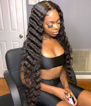 Rilich Hair Deep Wave Virgin Human Hair Pre-Plucked Stunning Crimped Curls HD Full Lace Wigs TR170