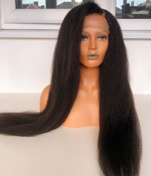 Rilich Hair Puffy Kinky Straight Top Virgin Human Hair Pre-Plucked Transparent Full Lace Wigs With Baby Hairs TR167