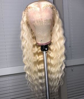 Rilich Hair Glueless Virgin Human Hair Pre-Plucked Natural Wave #613 Blonde 5×5 HD Lace Front Wigs TR179