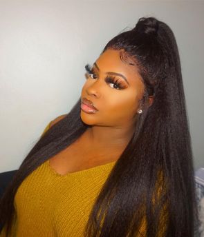 Rilich Hair Pre-plucked Light Yaki Straight Virgin Human Hair 360 Lace Wigs With Baby Hairs TR097