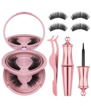 Reusable Magnetic Eyeliner Kit 3D Eyelashes False Lashes Long Lasting Eye Liner,2 Pairs Magnetic Eyelashes with Eyeliner, Tweezers [EL-06]