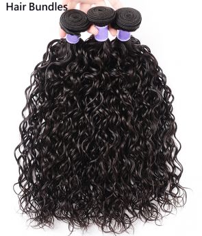 Rilich Hair All Size All in One Virgin Human Hair Water Wave Bundles/Lace Closure/360 Lace Frontal With Baby Hairs Pre-Plucked Hairline Hair Extensions (BCF5)