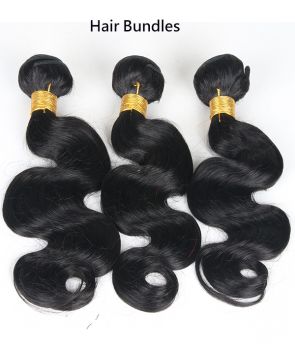 Rilich Hair Indian Virgin Human Hair All Size Body Wave  Bundles/Lace Closure/Lace Frontal With Baby Hairs Free Part/Middle Part/Three Part Pre-Plucked Hair Extensions (BCF2)