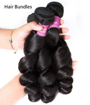 Rilich Hair All Size Loose Wave  Bundles/Lace Closure/Lace Frontal With Baby Hairs Indian Virgin Human Hair Free Part/Middle Part/Three Part Pre-Plucked Hair Extensions (BCF3)