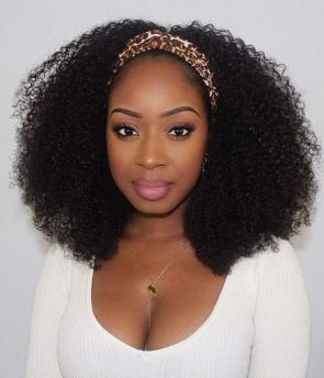 Rilich Hair Kinky Curly Hair/ Afro Kinky Curly Virgin Human Hair Headband Wigs HB05