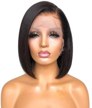 Rilich Hair 13×6 Transparent Lace Front Wigs Cute Pre-Plucked Short Straight Bob Virgin Human Hair TR013