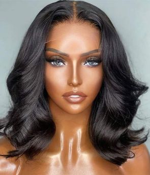 Rilich Hair Glueless Indian Hair Natural Slight Wave Bob Virgin Human Hair 13×6 HD Lace Front Wigs For Women TR026