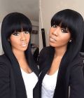 Rilich Hair Glueless Silky Straight 360 Lace Wigs Virgin Human Hair With Bangs TR178